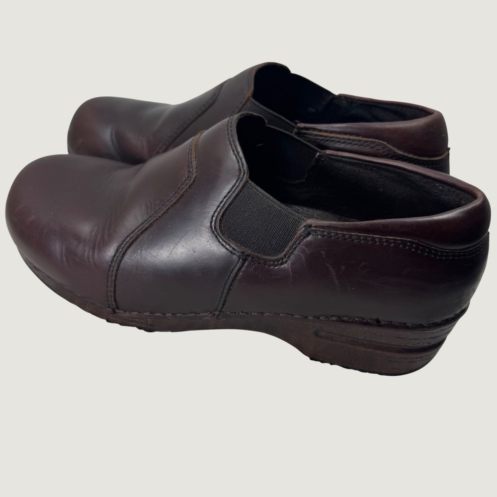 Dansko Leather Clogs Women 39 Brown Slip Resistant Work Comfort Professional